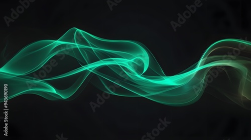 Green Smoke on Black Background, Abstract Image, Texture, Pattern, Wallpaper, Cover and Screen of Smartphone, Cell Phone, Computer, Laptop, 9:16 and 16:9 Format