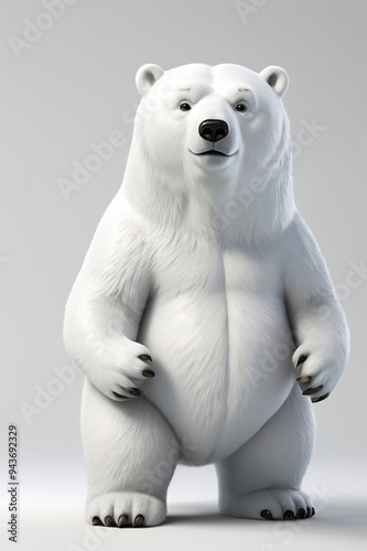 3d rendering a polar bear standing over white color background