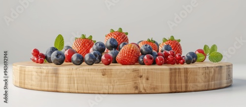 Empty round wooden podium f...