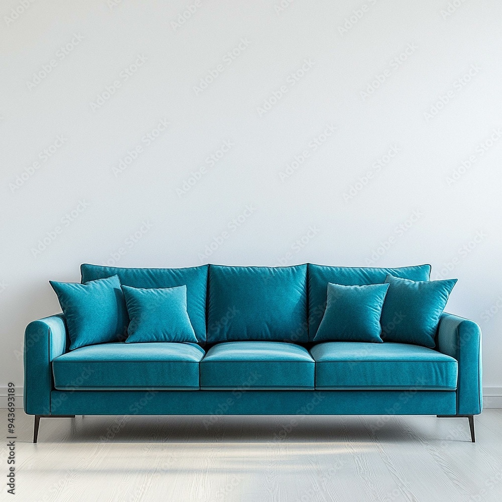 Elegant Teal Sofa Set Against a Minimalistic White Background
