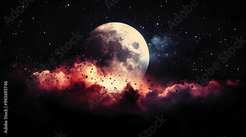 A large, glowing moon hangs...