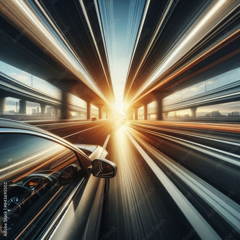 The point-of-view perspective from a driving car on a highway captures the sense of motion and travel
The point-of-view perspective from a driving car on a highway captures the sense of motion and travel