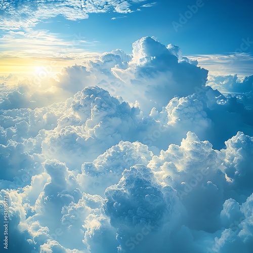 Towering nimbus clouds dominating a vast sky, with the expansive troposphere creating a dramatic and powerful scene, Nimbus Vast Troposphere, Stormy sky spectacle photo