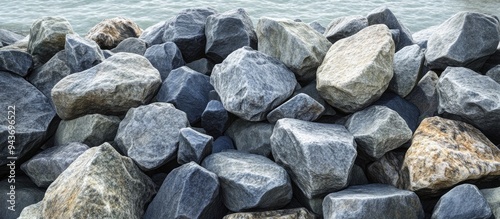 Piles of large natural ston...