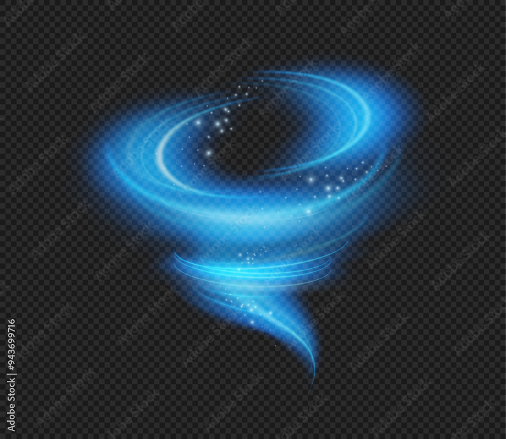 Glowing current or gust of cold air, effect of winter wind swirl with shining pieces. Vector isolated stream of fresh breeze with sparkles. Frost whirlwind with flickering, vortex light