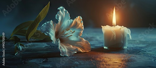 WHITE FLOWER NEXT TO A LIT ...