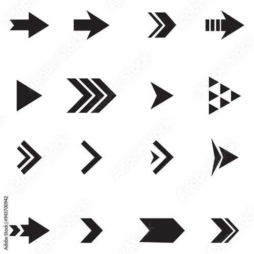 Arrow icons set. Arrow collection. Simple arrow big set. Black vector arrows icons. Modern simple arrows. Modern simple arrows. Vector illustration.