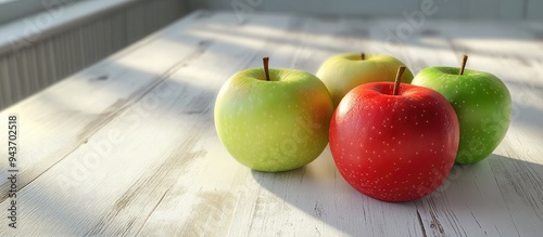 One red apple and two green...