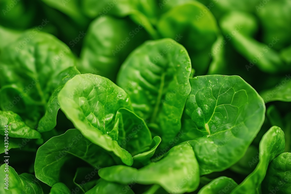 A detailed close-up image of fresh green spinach leaves in a garden, showcasing their rich color and texture.