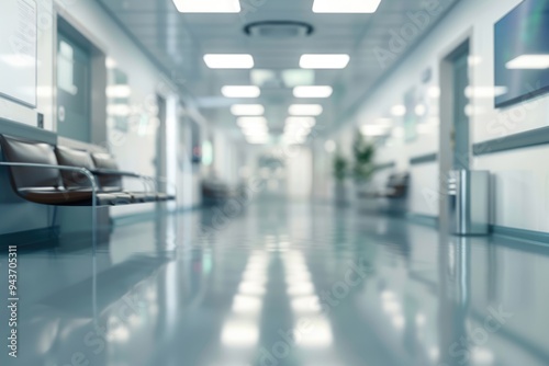 Blurred hospital and clinic interior background.