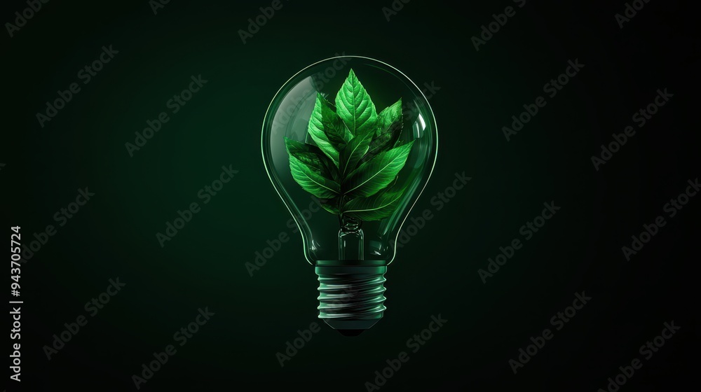 A light bulb filled with green leaves symbolizing eco-friendly energy and sustainability. Perfect for nature and innovation themes. A light bulb filled with green leaves symbolizing eco-friendly energy and sustainability. Perfect for nature and innovation themes.