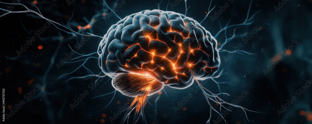 A striking, illuminated brain with neural connections represented by vibrant lines, symbolizing thought, intelligence, and creativity. A striking, illuminated brain with neural connections represented by vibrant lines, symbolizing thought, intelligence, and creativity.
