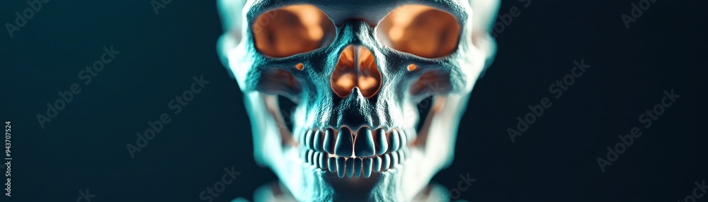 A striking close-up of a human skull, showcasing intricate details and a dramatic ambiance. Perfect for medical and artistic themes. A striking close-up of a human skull, showcasing intricate details and a dramatic ambiance. Perfect for medical and artistic themes.