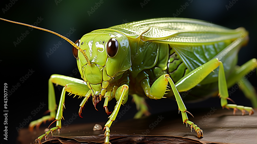 Close-up of a grasshopper on a leaf photo generative ai Close-up of a grasshopper on a leaf photo generative ai