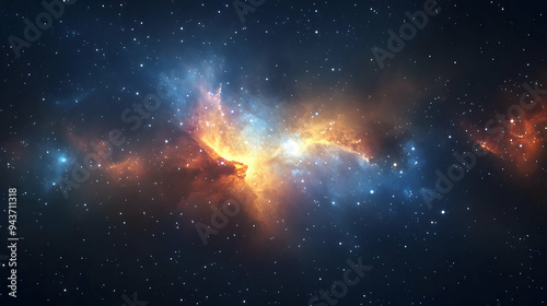 A nebula with bright orange...