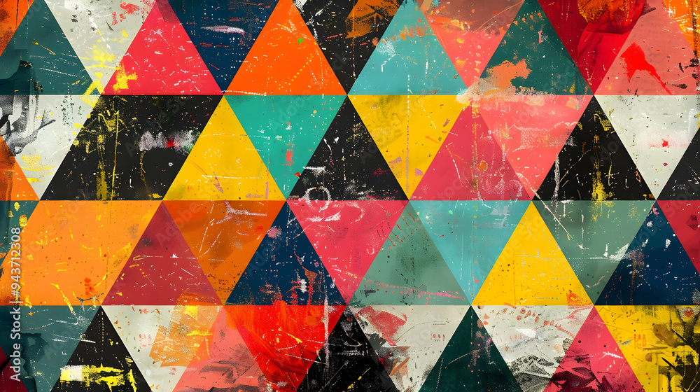 Triangle pattern. Colorful, grunge and seamless. Grunge effects Triangle pattern. Colorful, grunge and seamless. Grunge effects