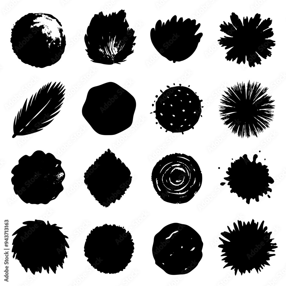 Various silhouettes with different shapes on a clean white background Various silhouettes with different shapes on a clean white background