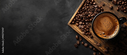 Coffee on a wooden tray acc...