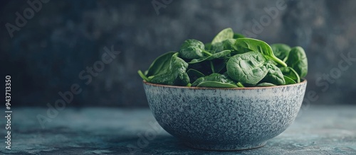 Fresh spinach in a bowl fil...