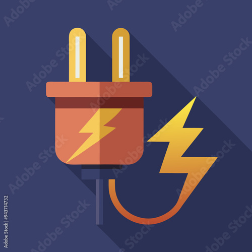 AC power plug with electricity lightning symbol stock illustration