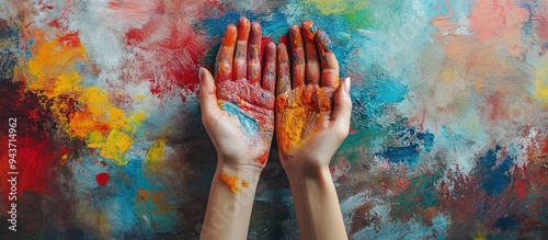hands colorful art backgrou...