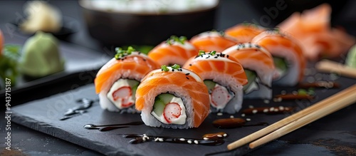 Japanese sushi rolls featur...