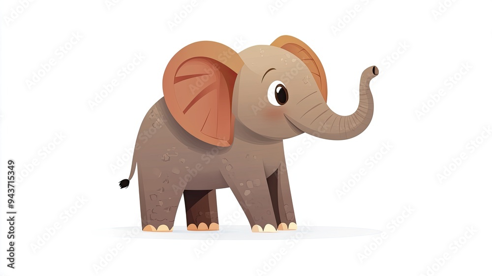 Obraz premium Cute cartoon elephant in vector art style on white background. Animal cartoon