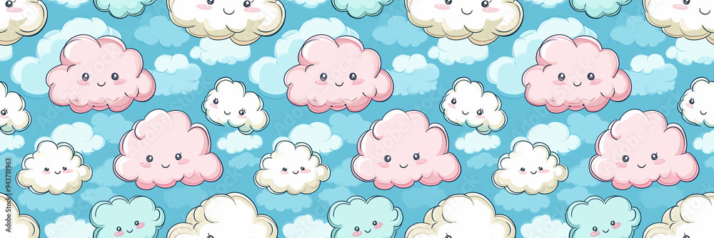 Seamless kawaii pattern featuring cute, smiling clouds, soft pastel background. Ideal kids designs, nursery decor, playful packaging. joyful, whimsical.
Fabric wrapping textile. Generative Ai content Seamless kawaii pattern featuring cute, smiling clouds, soft pastel background. Ideal kids designs, nursery decor, playful packaging. joyful, whimsical.
Fabric wrapping textile. Generative Ai content