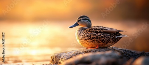 A spot billed duck is resti...