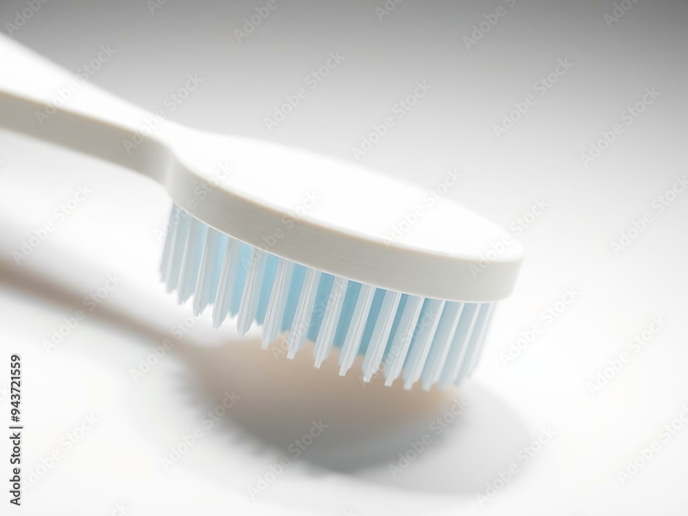 Toothbrush, dental hygiene on a white background, macro detail Toothbrush, dental hygiene on a white background, macro detail