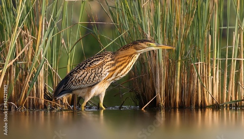 great bittern botaurus stellaris in the marsh photo