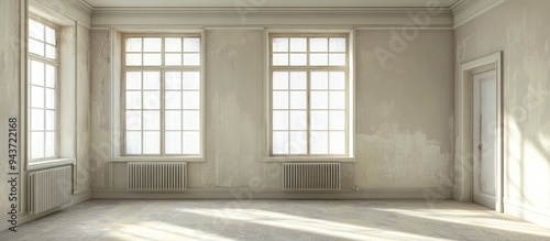 Vacant room with windows an...