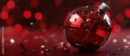 Shattered red Christmas gla...
