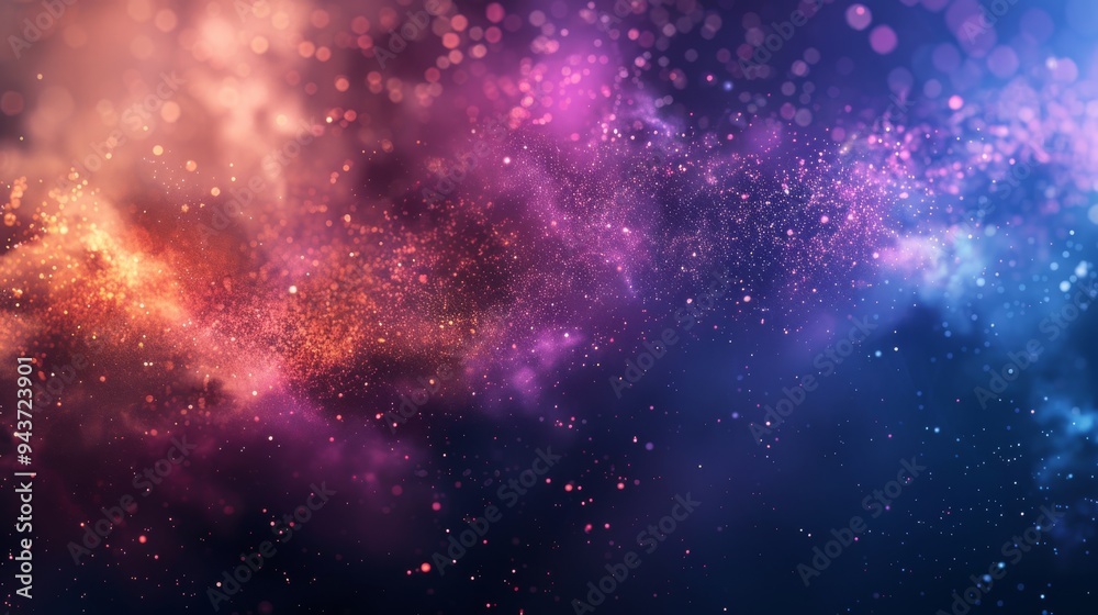 Abstract cloud of colorful particles in the night sky Abstract cloud of colorful particles in the night sky