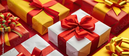 red gift box with a yellow ...