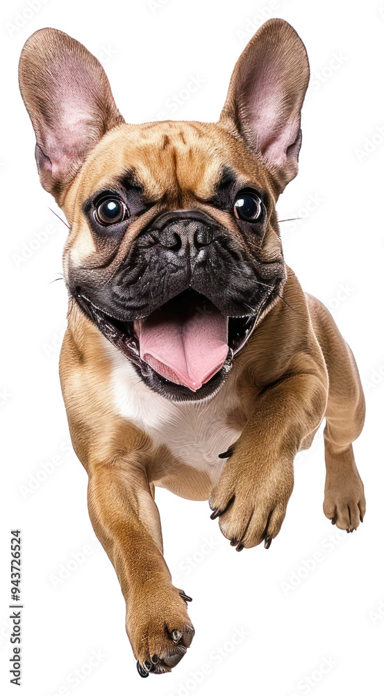 Obraz premium PNG Energetic French Bulldog jumping