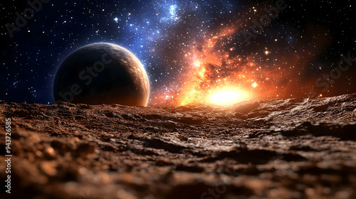 A red planet's surface with...