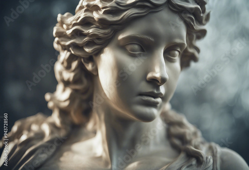 Face statue of Daphne in Greek mythology on transparent background