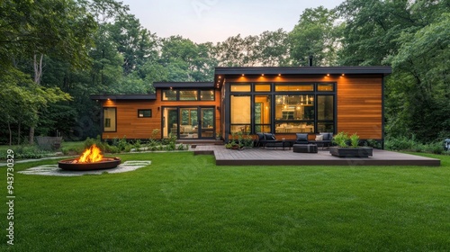 Modern House with Fire Pit