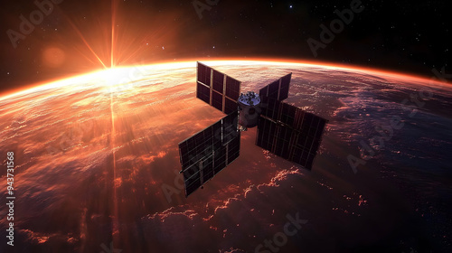 A satellite in orbit with E...