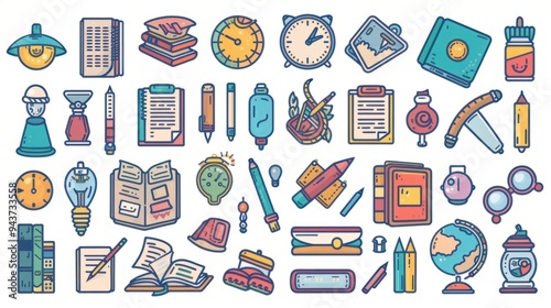 Back to School Vector Icon Set - 50 Educational Icons for Success and Learning. Editable Stroke Design for Customization.