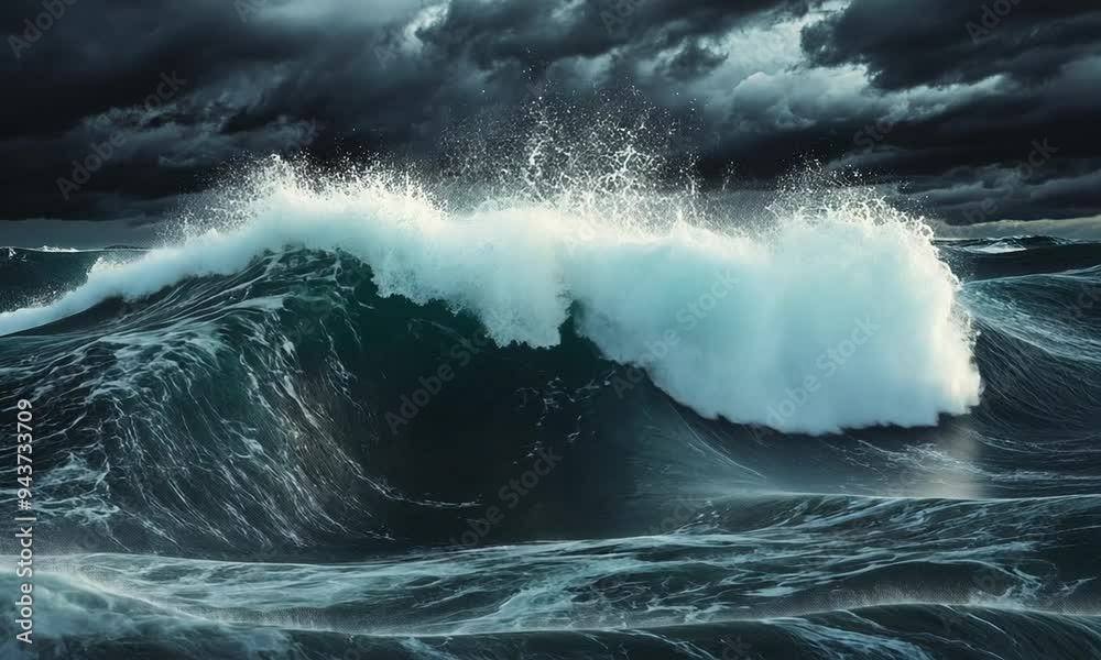Stormy Ocean with Dark Clouds and High Waves Stormy Ocean with Dark Clouds and High Waves