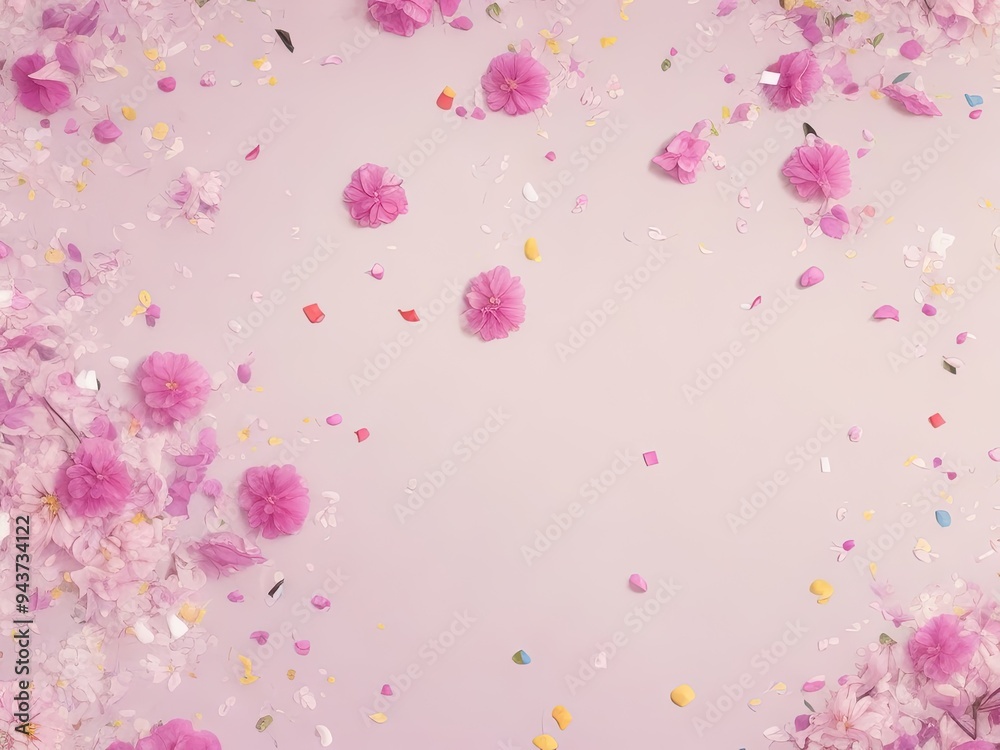 Dreamy background for your photo featuring flowers and confetti Dreamy background for your photo featuring flowers and confetti