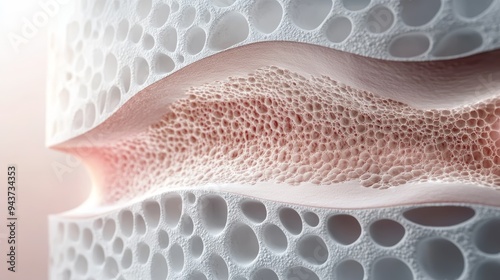 Detailed cross-section of bone tissue structure