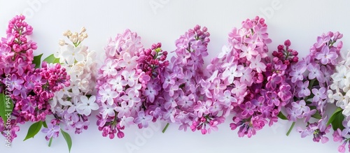 Obraz na płótnie Beautiful floral arrangement featuring lilac flowers with blank space for text on a light pastel background Suitable for weddings birthdays Valentine s Day or Mother s Day Top view copy space w salonie