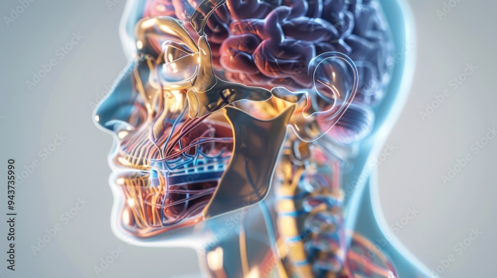 Detailed view of human endocrine system Close-up photo with clean background --ar 16:9 Job ID: aac587be-ddf8-4de0-a4e8-019c95b5d153