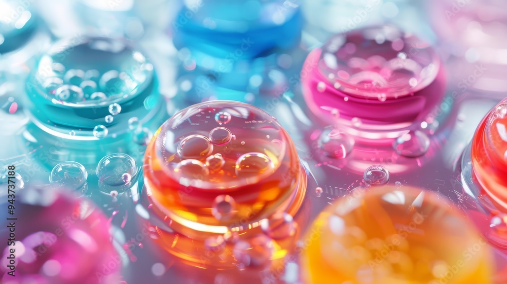 Diverse colored stem cells on a clean surface Diverse colored stem cells on a clean surface