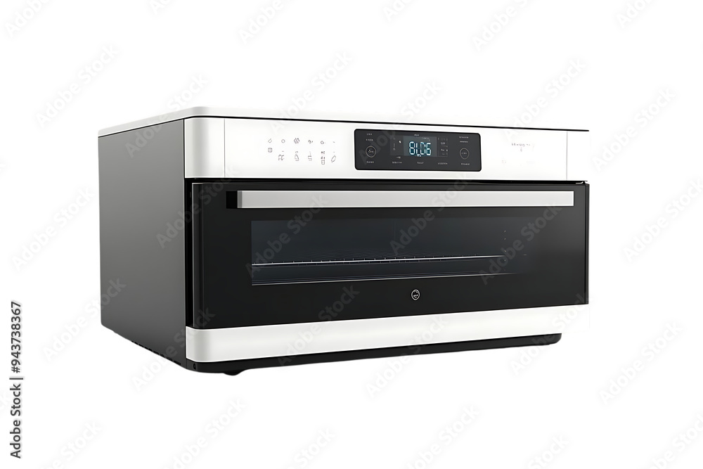 Modern Electric Oven with Transparent Background, Digital Display and Sleek Design Modern Electric Oven with Transparent Background, Digital Display and Sleek Design