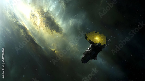 A space telescope in orbit,...