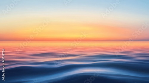 Abstract Sunset Over the Ocean with Wavy Lines and Vibrant Colors.